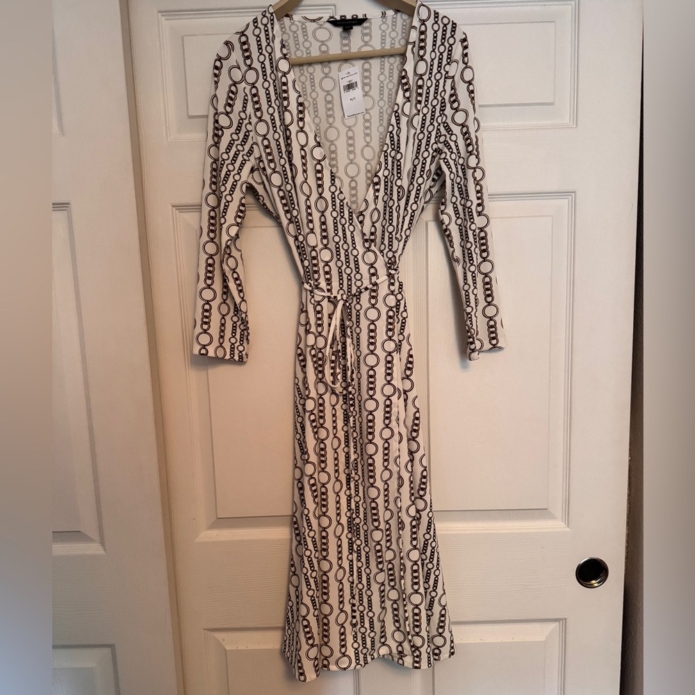 Banana Republic Chain Print Wrap Dress Sz M Tall